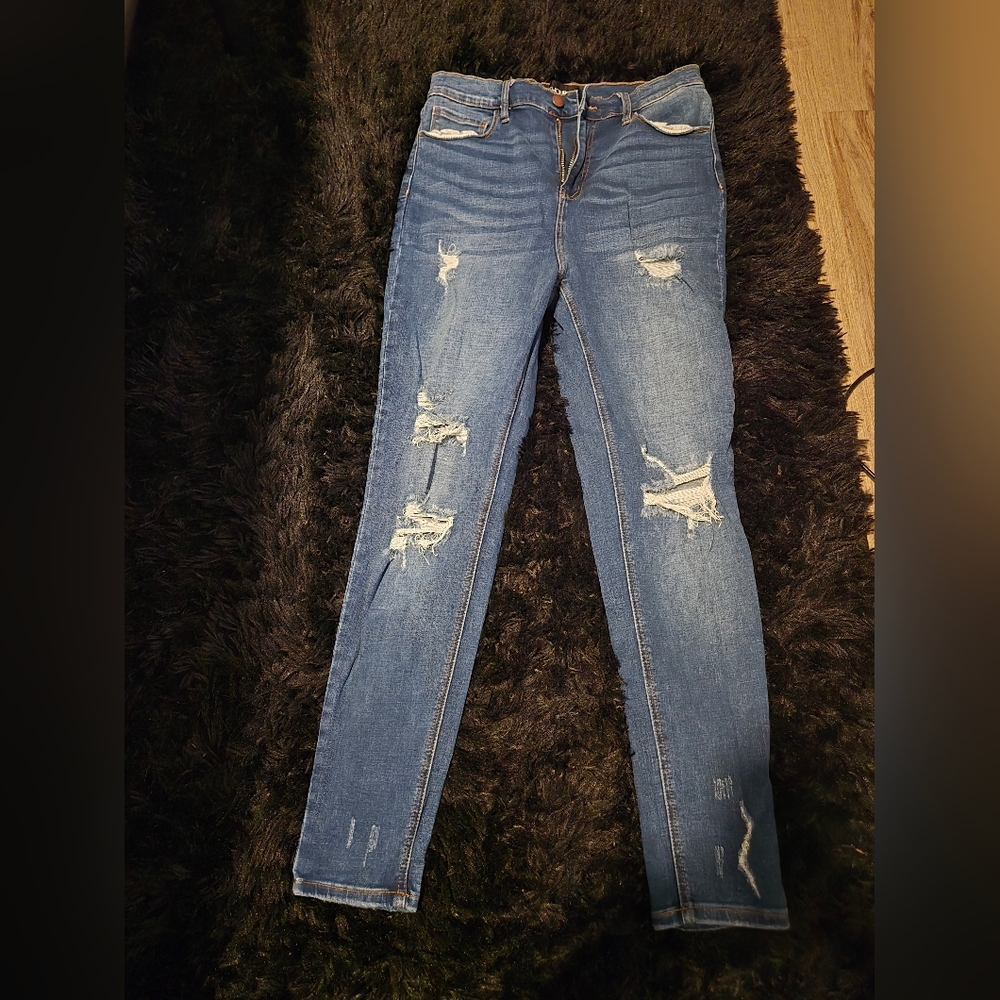 Fashion Nova Ripped Blue Skinny Jeans